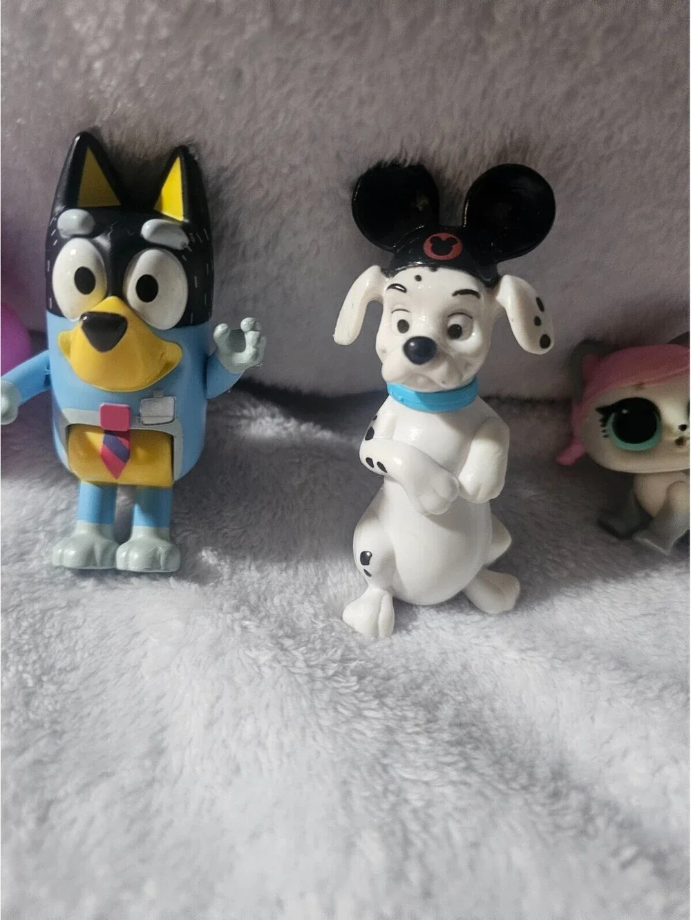 (7pc) Mixed Lot Toys Figures Plastic Bluey Hello Kitty Miguel Piglet Coco etc.